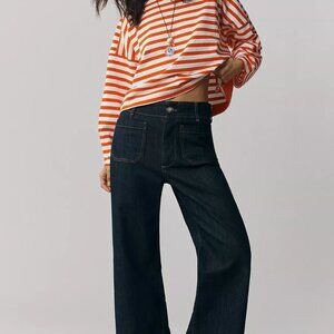 Anthropologie Maeve The Colette Crop Wide-Leg Jeans Dark Denim Size 24P